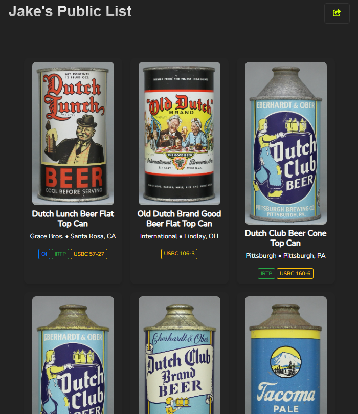 Screenshot of a wishlist